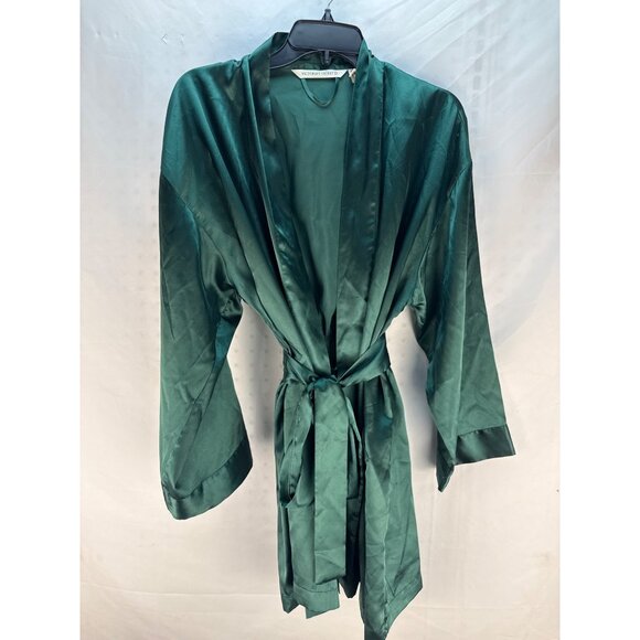 Victoria’s Secret Green Satin Kimono Robe OS Gold Label Vintage Y2K Loungewear - Picture 1 of 6